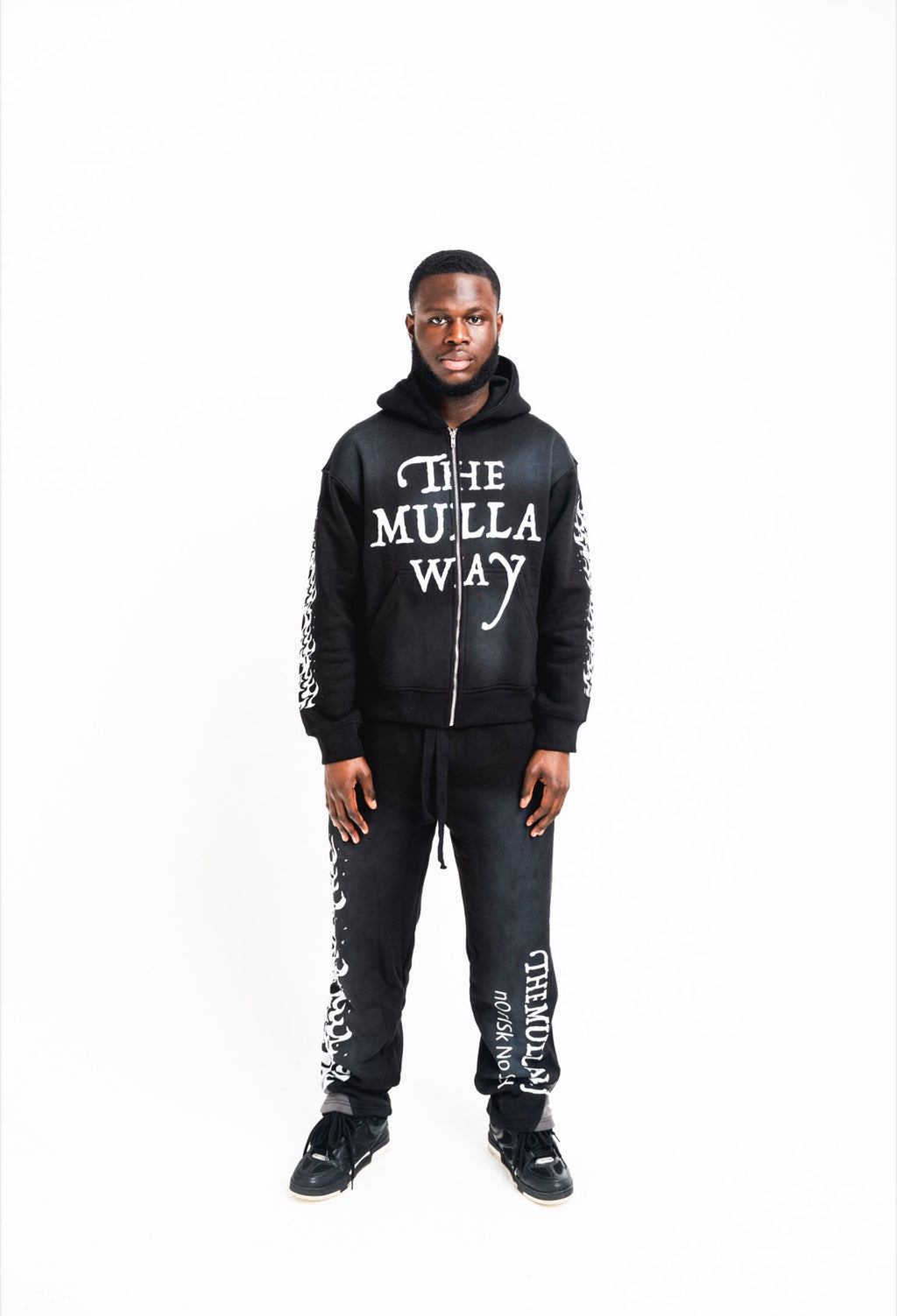 Black Burning Flame Flared Tracksuit